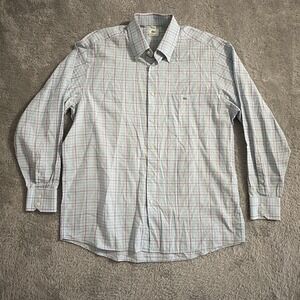 Lacoste Button Down Shirt Mens Size 45 Blue Multicolor Plaid Long Sleeve Pockets